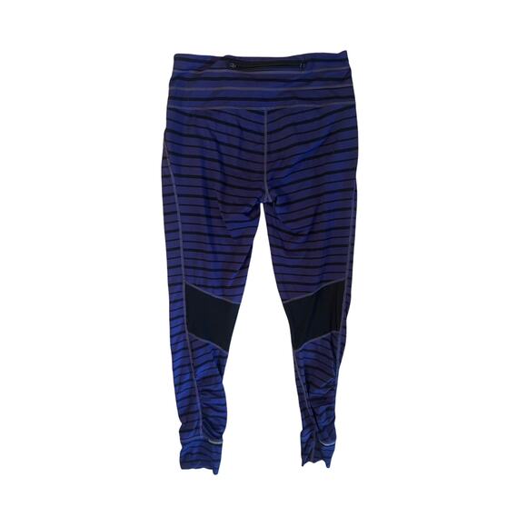 Women S Athleta Purple Black Stripe Crop Leggings Pants Yoga Jogger Run Gym - Picture 4 of 7